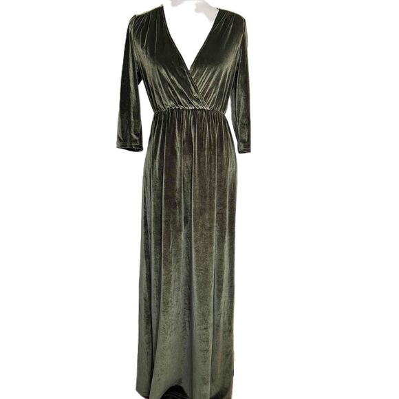 Baltic Born Dresses & Skirts - Baltic Born Moss Olive Green Velvet Maxi Dress Size Medium